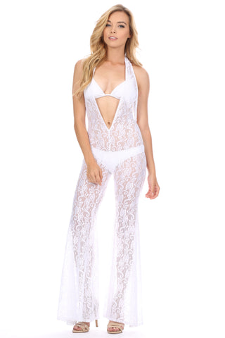 High Waisted Lace Bell Bottom Pants