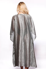 Long Silver Poncho Open Front
